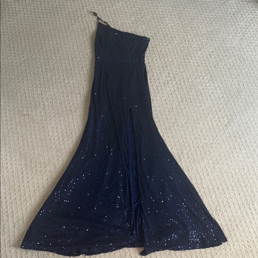Hello Molly Blue One Shoulder Prom Gown
